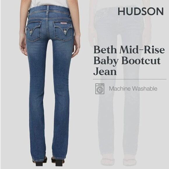 HUDSON Beth Mid Rise Baby Bootcut Jeans Color Gus Size 30 - Picture 5 of 11